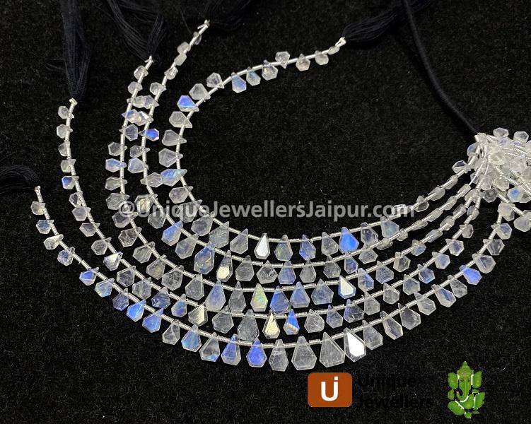 Rainbow Moonstone Faceted Flat Tablet Cut Fancy Beads