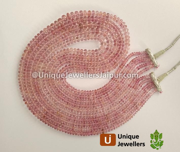 Baby Pink Tourmaline Smooth Roundelle Beads