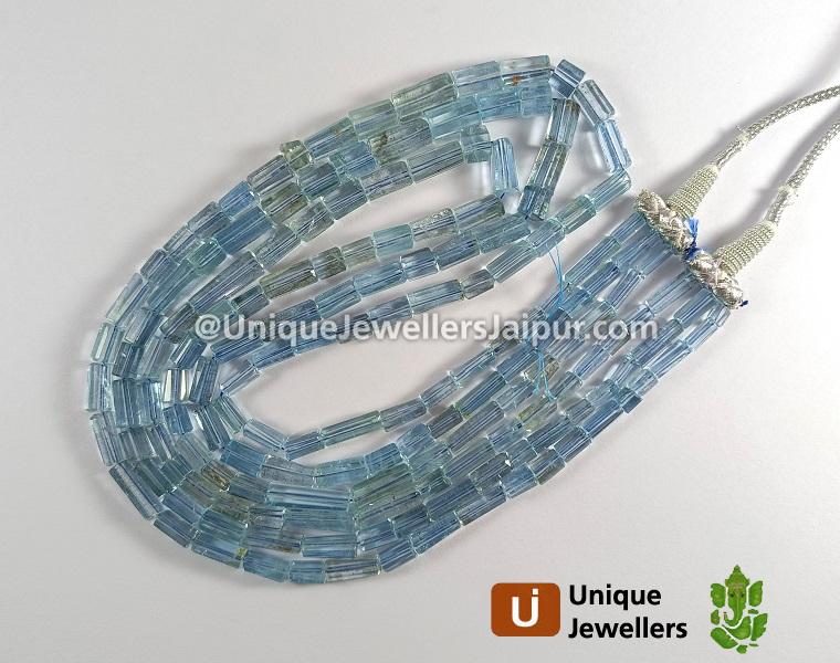 Aquamarine Step Cut Pipe Beads