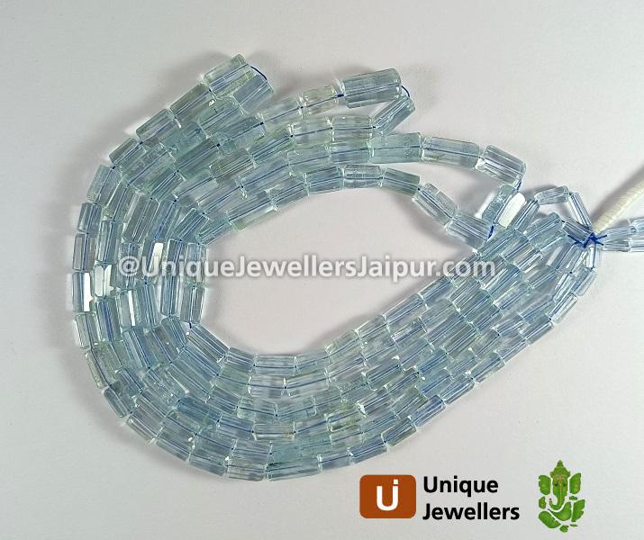 Aquamarine Step Cut Pipe Beads