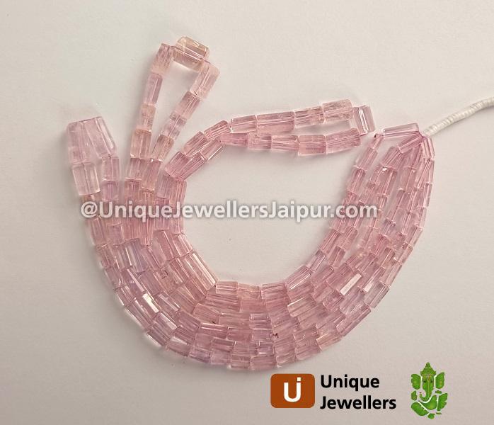 Pink Morganite Step Cut Pipe Beads