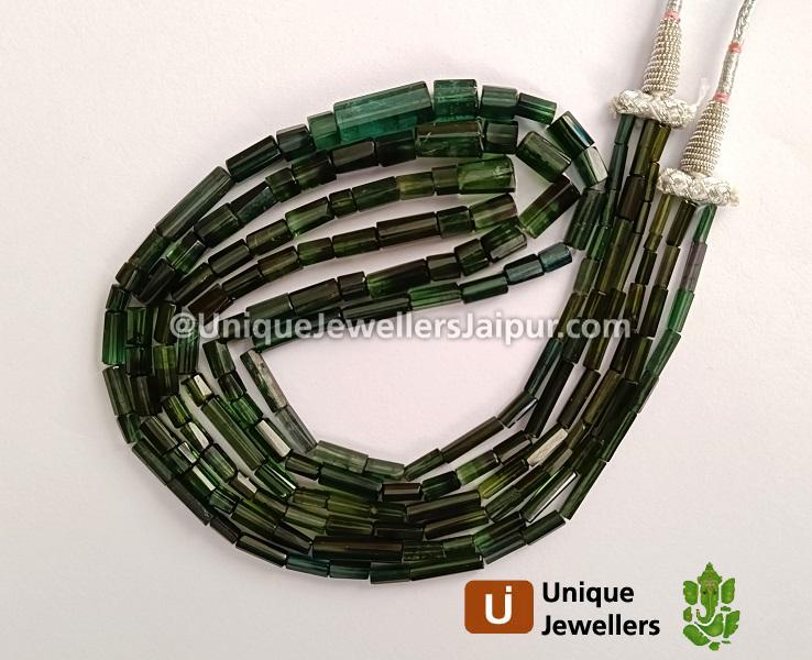 Green Tourmaline Step Cut Pipe Beads