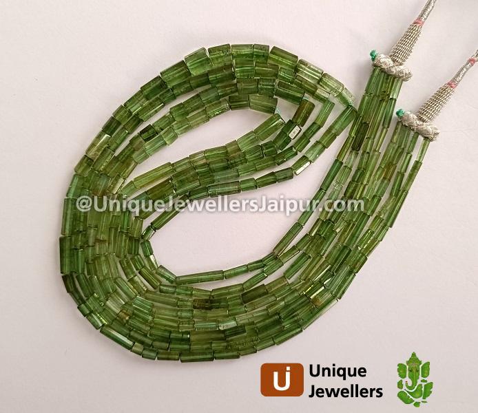 Green Tourmaline Step Cut Pipe Beads