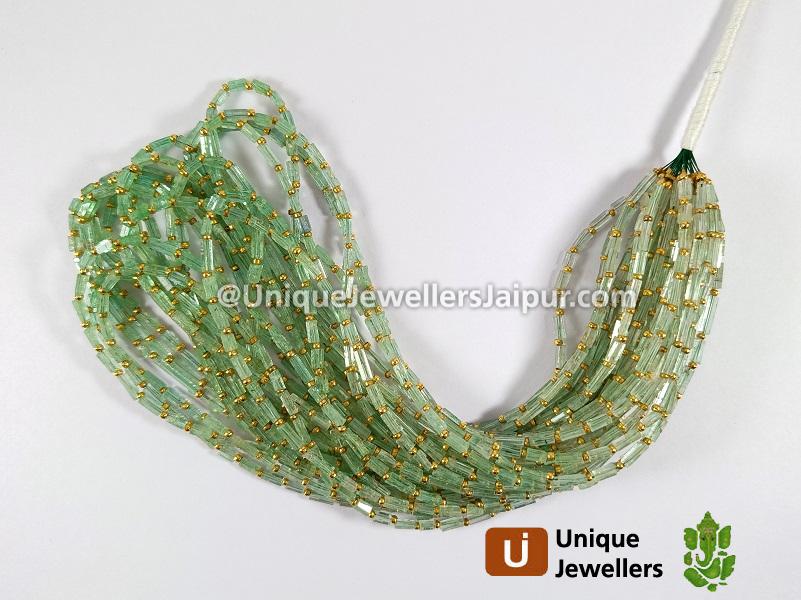 Emerald Step Cut Pipe Beads