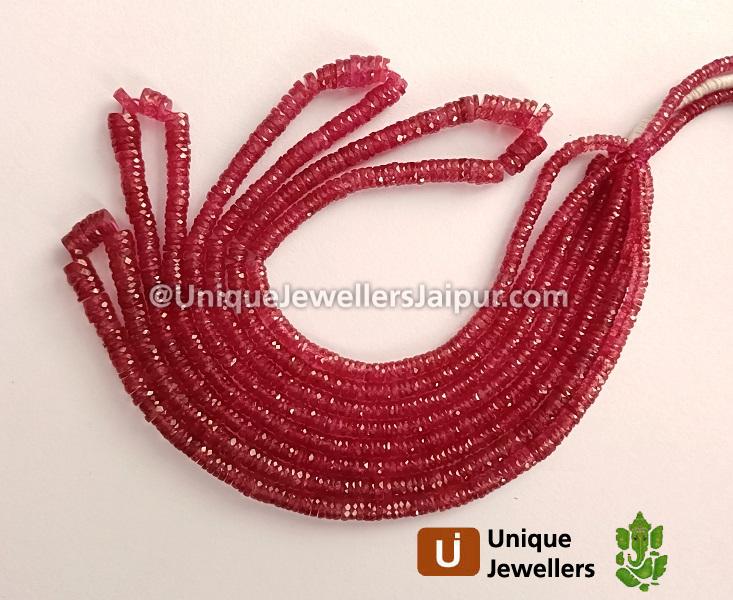 Ruby Faceted Tyre Beads