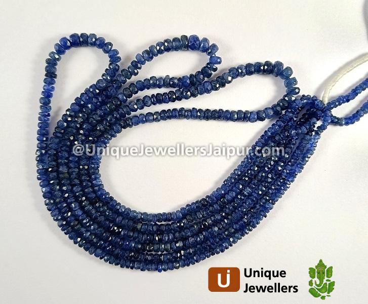 Blue Sapphire Burma Faceted Roundelle Beads