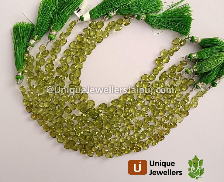 Peridot Faceted Heart Beads