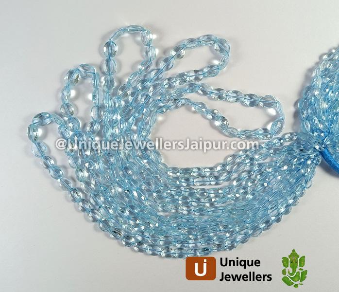 Sky Blue Topaz Faceted Oval Beads