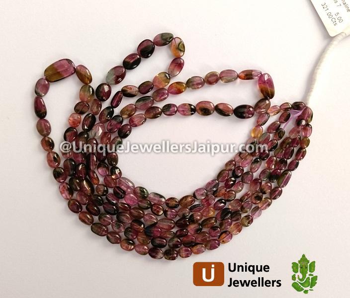 Bi Color Tourmaline Smooth Oval Beads