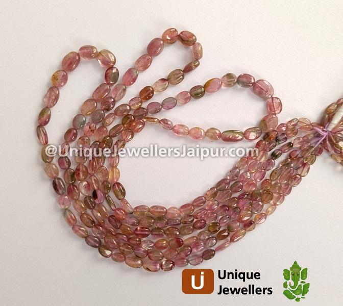 Bi Color Tourmaline Smooth Oval Beads