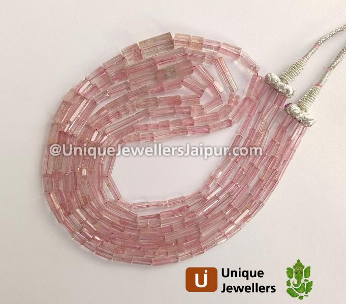 Baby Pink Tourmaline Step Cup Pipe Beads