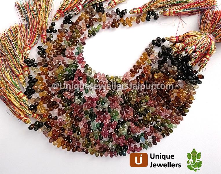 Tourmaline Far Faceted Drops Beads