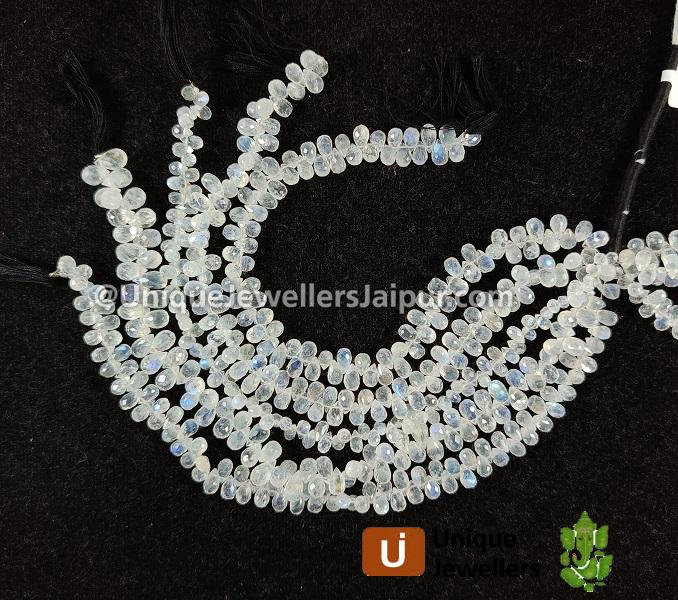 White Rainbow Faceted Drops Beads