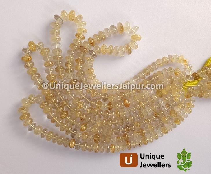 Golden Rutile Smooth Roundelle Beads