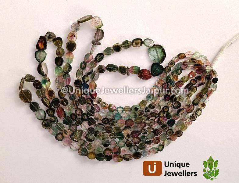 Bi Color Tourmaline Flat Oval Beads
