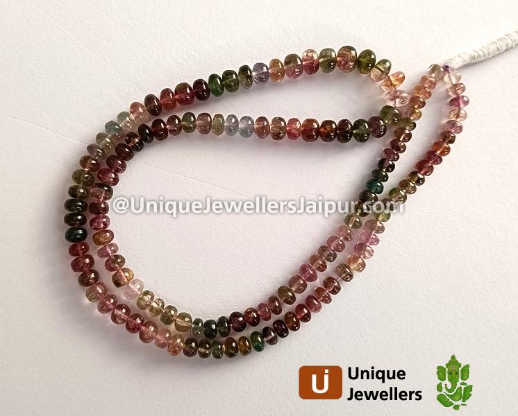 Bi Color Tourmaline Smooth Roundelle Beads