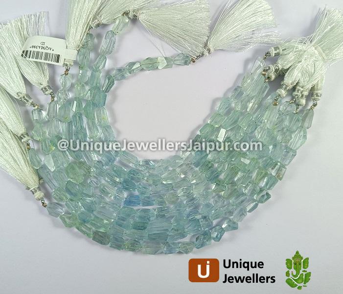 Aquamarine Faceted Nuggets Beads
