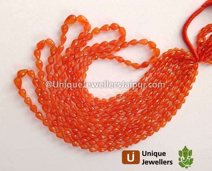 Carnelian Faceted Drops Beads