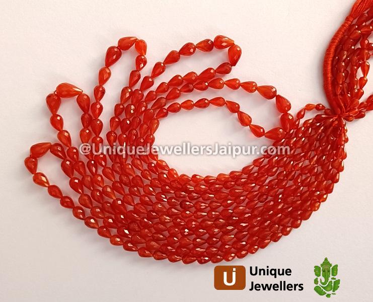 Carnelian Faceted Drops Beads
