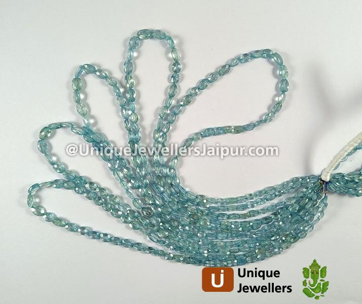 Blue Zircon Faceted Oval Beads