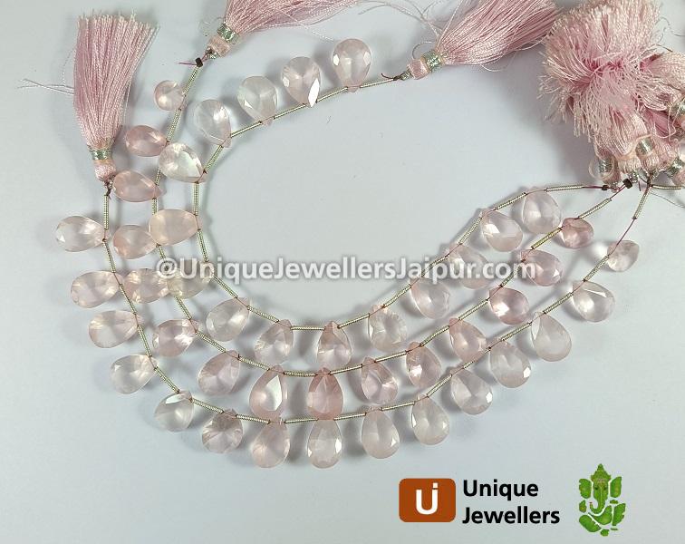 Rose Quartz Concave Cut Pear Beads