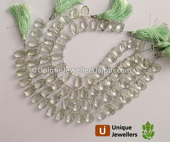 Green Amethyst Smooth Pear Beads