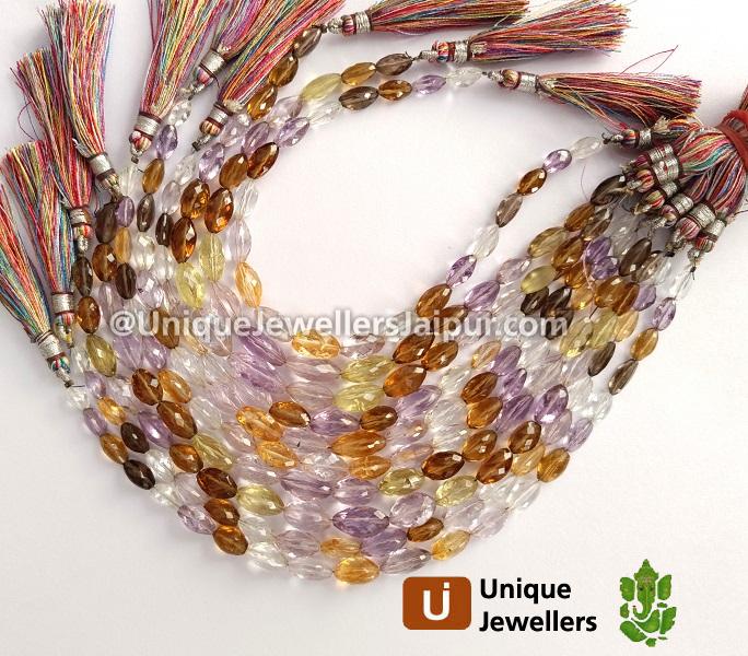 Multi Stone Faceted Cardamom Beads