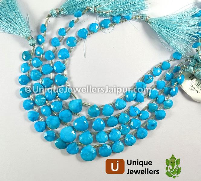 Turquoise Arizona Faceted Heart Beads
