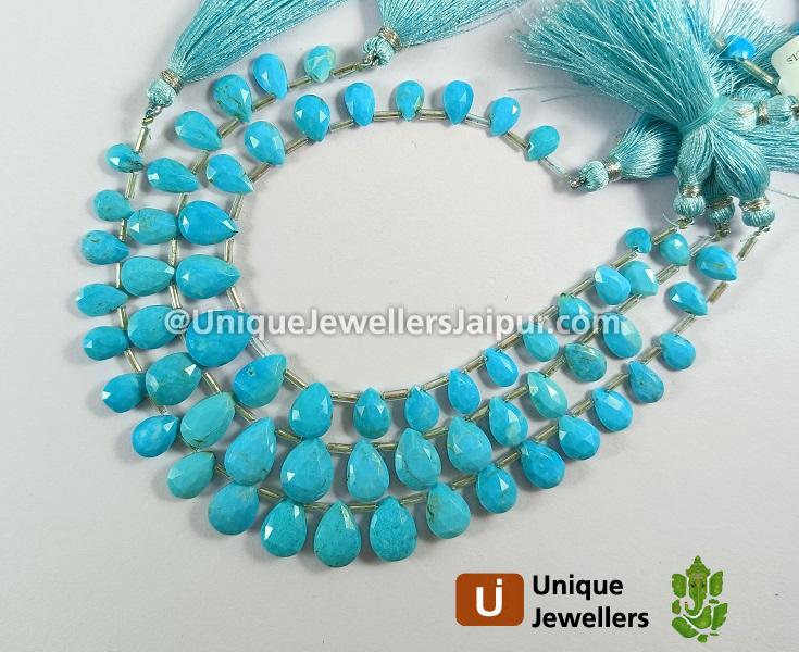Turquoise Arizona Faceted Pear Beads