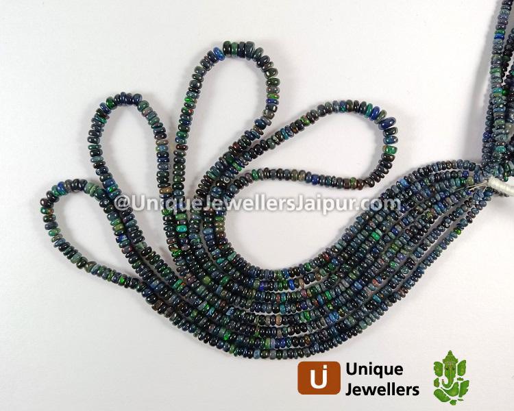 Black Ethiopian Opal Smooth Roundelle Beads