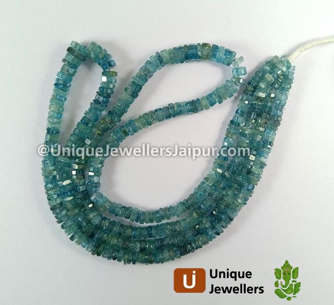 Blue Zircon Step Cut Bolt Beads