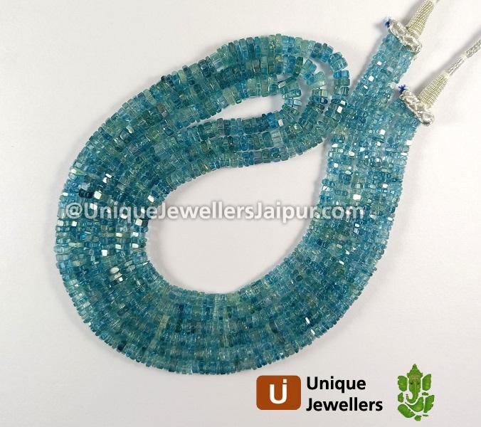 Blue Zircon Step Cut Bolt Beads