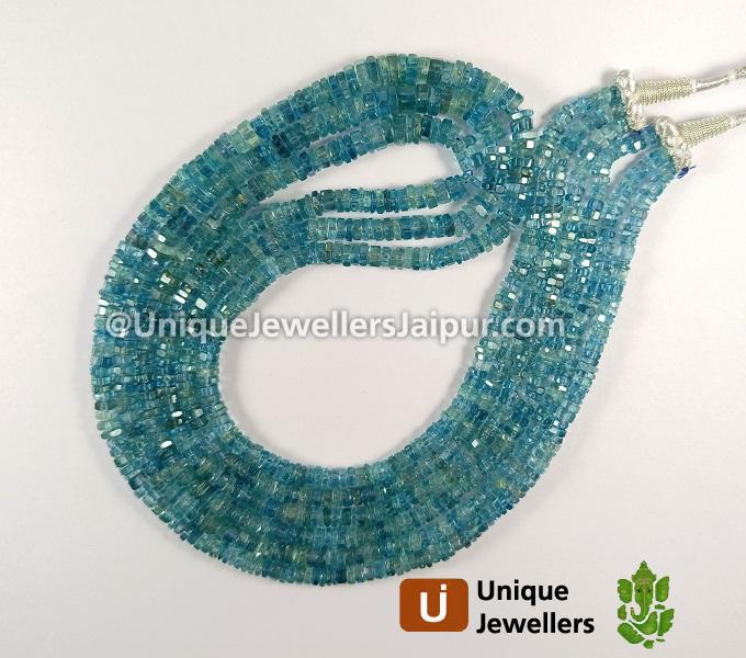 Blue Zircon Step Cut Bolt Beads