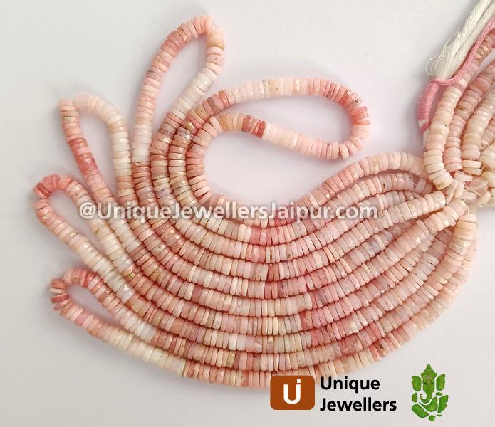 Pink Opal Faceted Tyre Beads