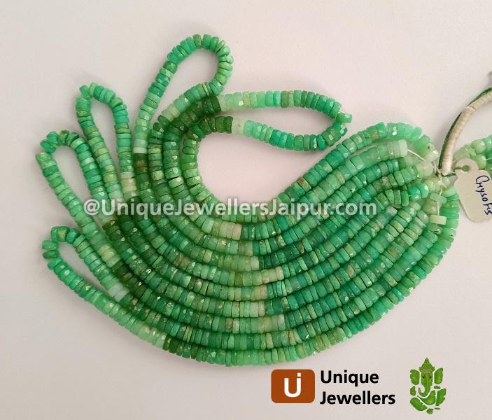 Chrysoprase Faceted Tyre Beads