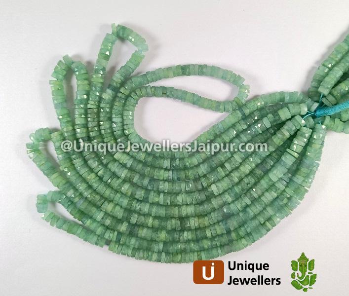 Milky Aquamarine Faceted Tyre Beads