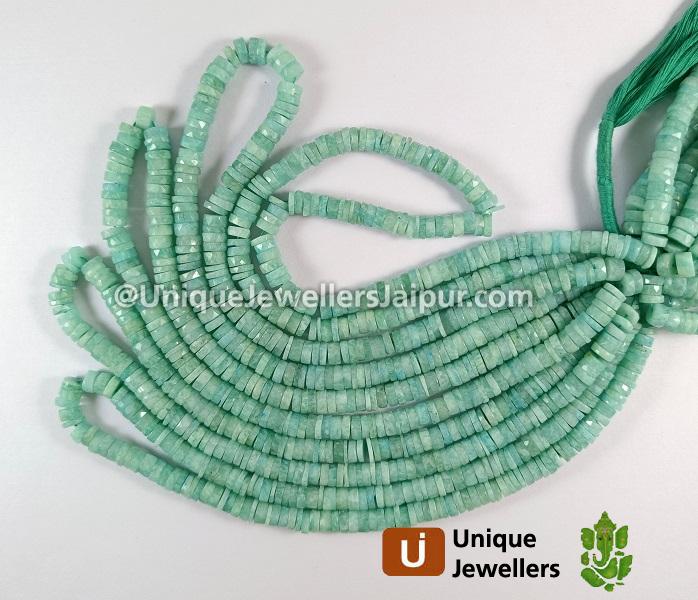 Amazonite Faceted Tyre Beads