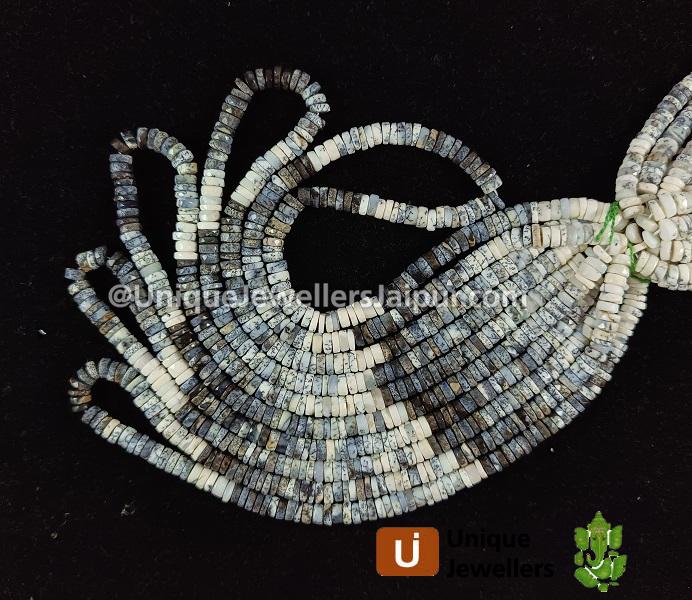 Dendritic Opal Faceted Tyre Beads