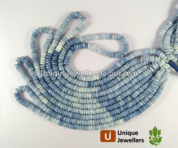 Blue Opal Smooth Tyre Beads