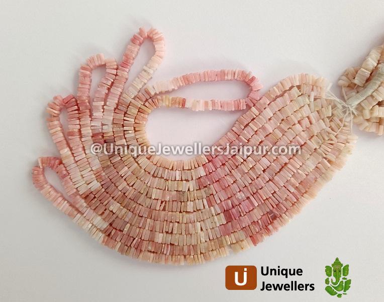 Pink Opal Smooth Heishi Square Beads