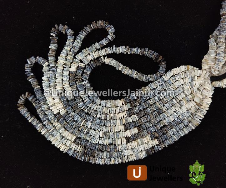 Dendritic Opal Smooth Heishi Square Beads