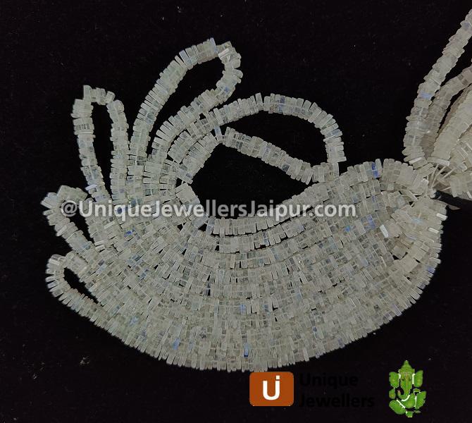 White Rainbow Moonstone Smooth Heishi Square Beads