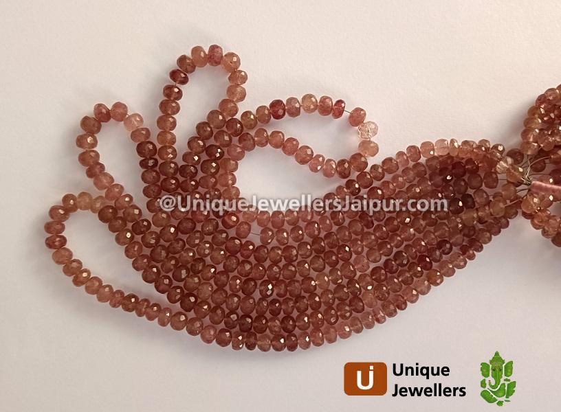 Pink Strawberry Quartz Faceted Roundelle Beads