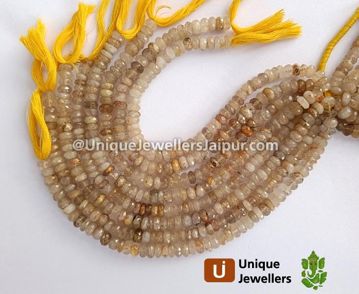 Golden Rutile Quartz Faceted Roundelle Beads