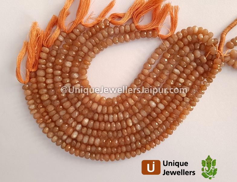 Peach Moonstone Faceted Roundelle Beads