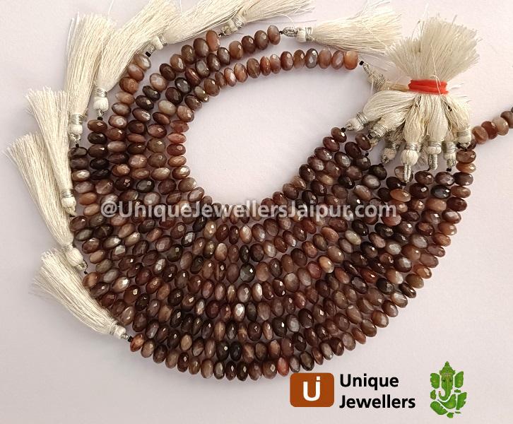 Chocolate Moonstone Faceted Roundelle Beads