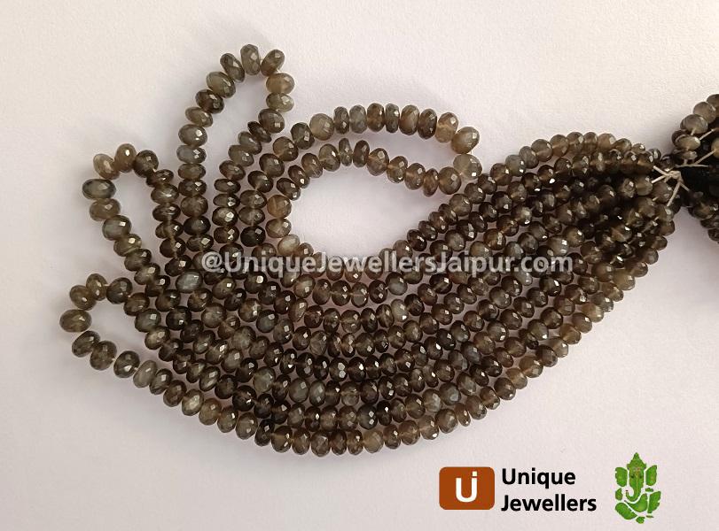 Grey Moonstone Faceted Roundelle Beads