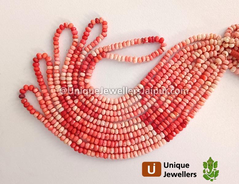 Peachy Orange Opal Shaded Faceted Roundelle Beads