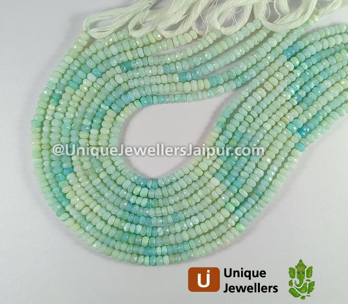 Sky Blue Opal Shaded Faceted Roundelle Beads