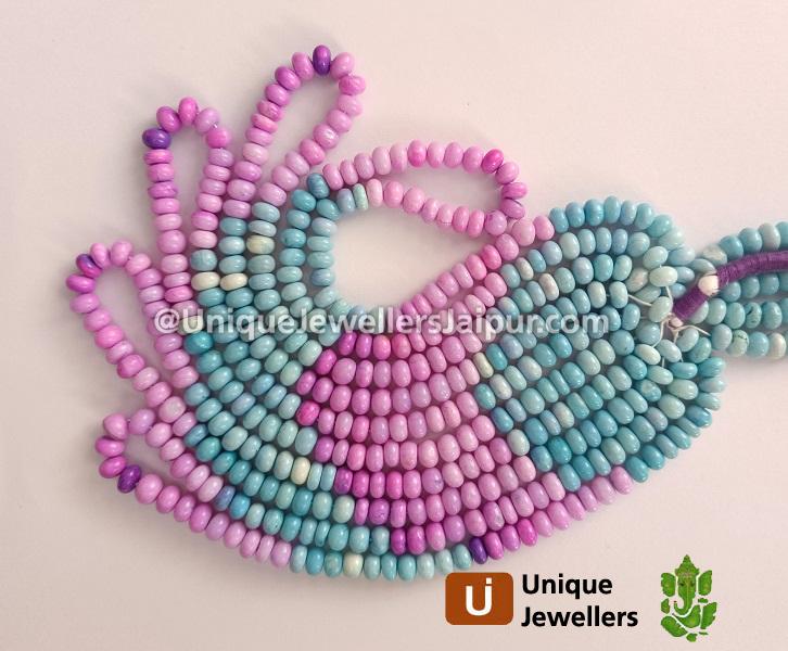 Multi Blue & Magenta Opal Smooth Roundelle Beads